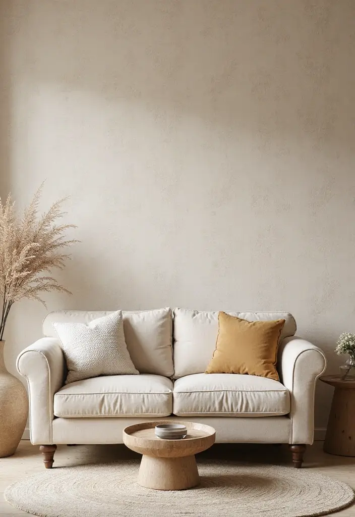 28 Beige Colour Living Room Ideas That Feel Warm and Subtle - 17. Textured Wallpaper for Added Interest