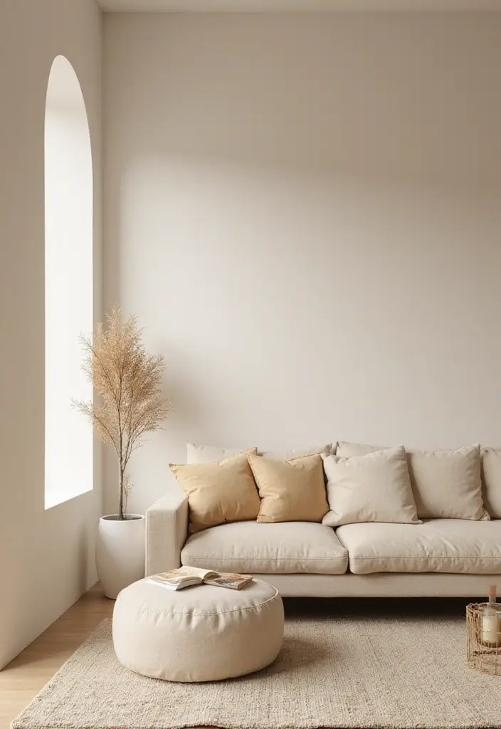 28 Beige Colour Living Room Ideas That Feel Warm and Subtle - 4. Minimalist Furniture for an Open Feel