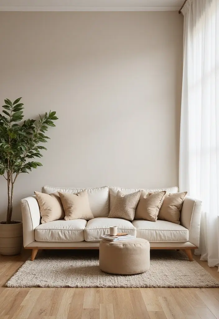28 Beige Colour Living Room Ideas That Feel Warm and Subtle - 5. Beige-on-Beige: A Subtle Monochrome