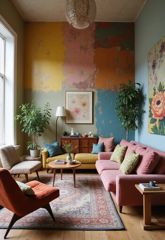 28 Colorful Furniture Living Room Ideas That Feel Eclectic and Bold - 11. Vibrant Accent Walls