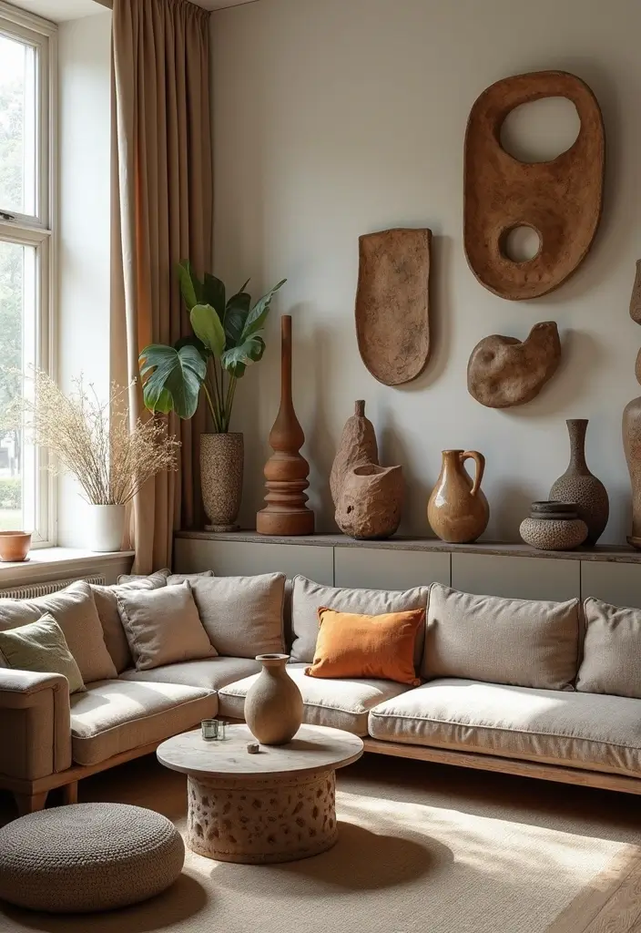 28 Colorful Furniture Living Room Ideas That Feel Eclectic and Bold - 15. Artistic Decorative Accessories