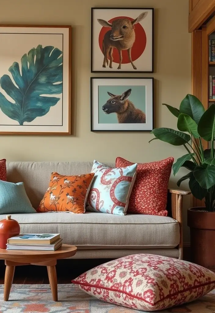 28 Colorful Furniture Living Room Ideas That Feel Eclectic and Bold - 21. Fun Animal Prints