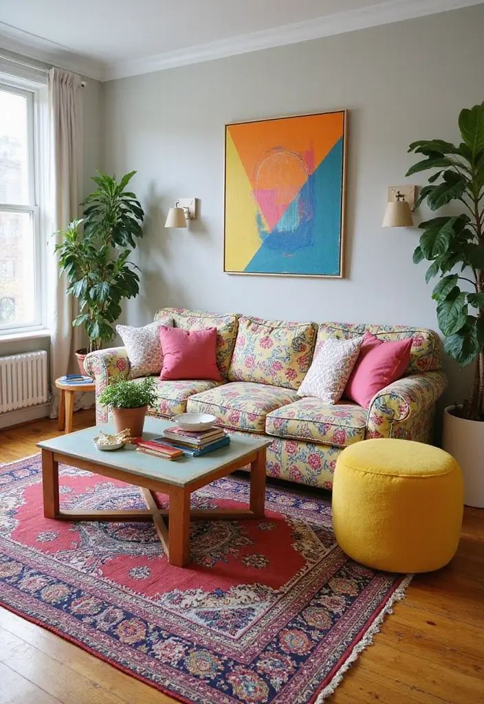 28 Colorful Furniture Living Room Ideas That Feel Eclectic and Bold - 22. DIY Painted Furniture
