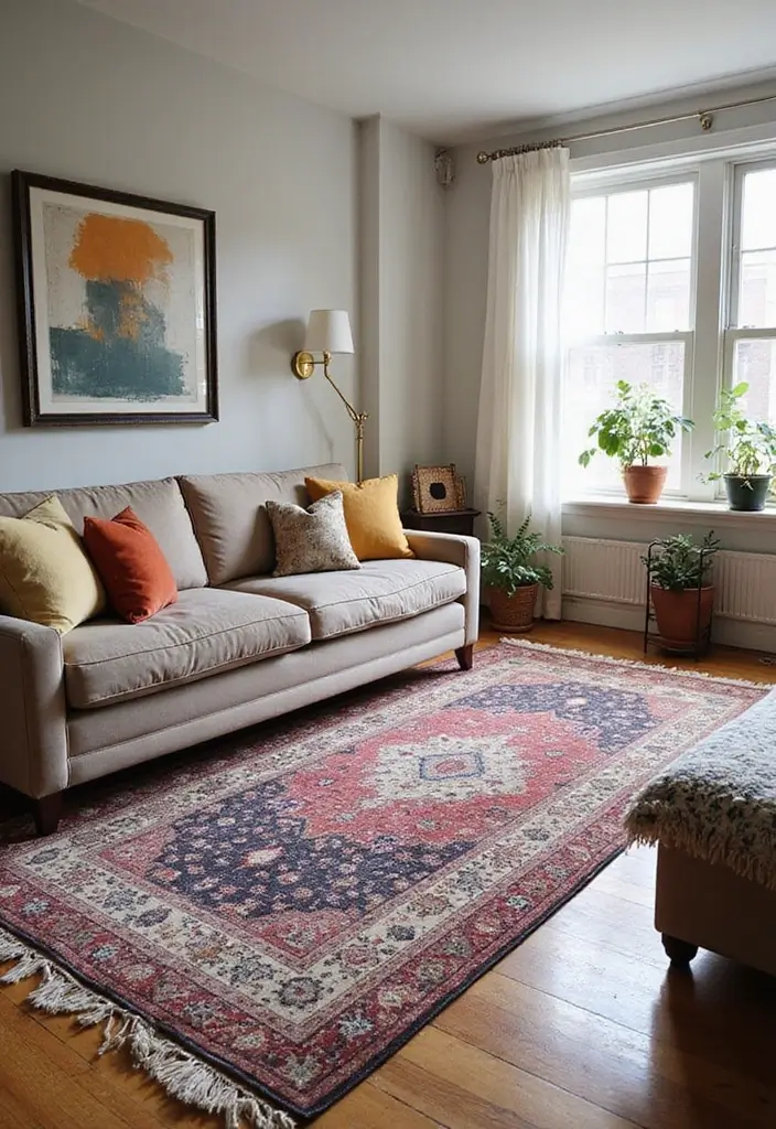 28 Colorful Furniture Living Room Ideas That Feel Eclectic and Bold - 8. Layered Rugs