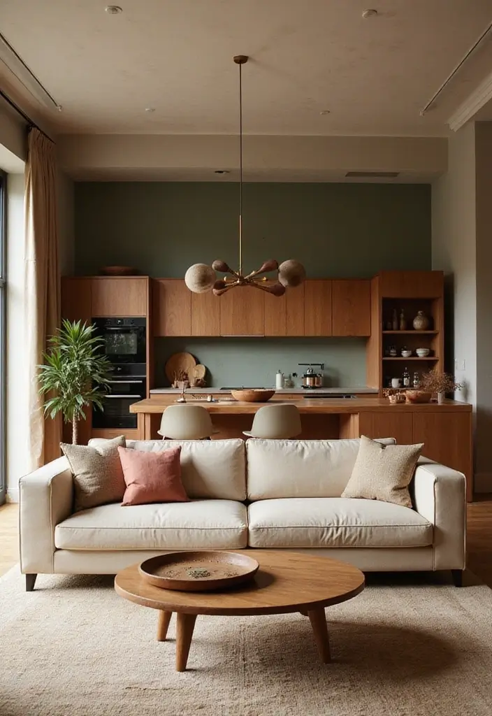 28 Cozy Living Room and Kitchen Ideas That Feel Connected and Warm - 1. Embrace Earthy Tones