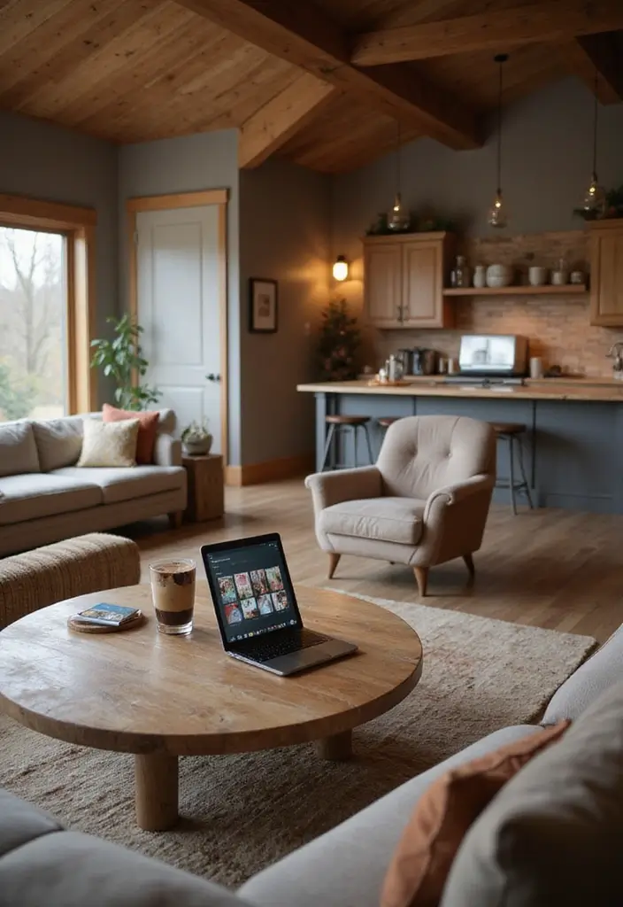 28 Cozy Living Room and Kitchen Ideas That Feel Connected and Warm - 18. Integrate Technology Thoughtfully