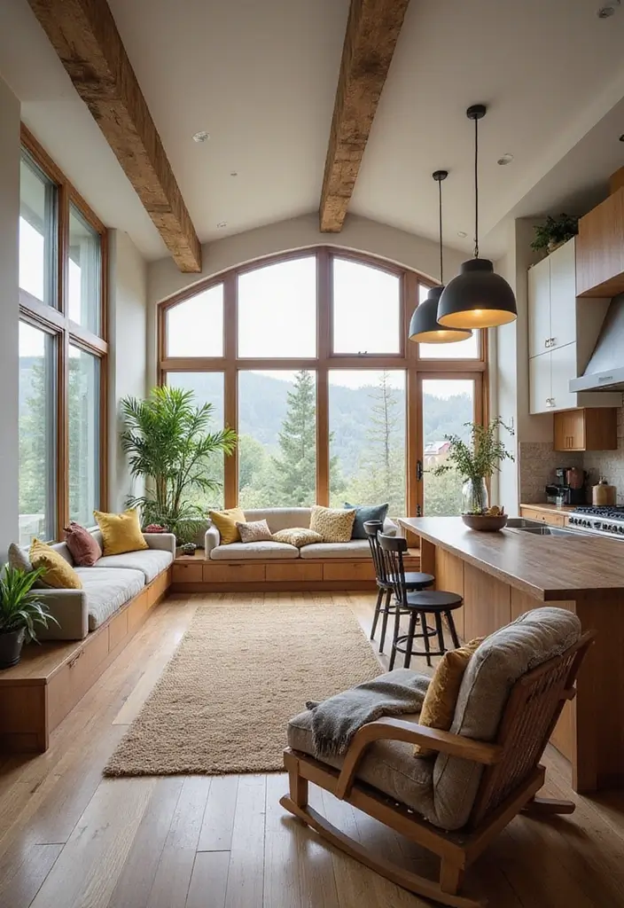 28 Cozy Living Room and Kitchen Ideas That Feel Connected and Warm - 19. Embrace Open Window Spaces
