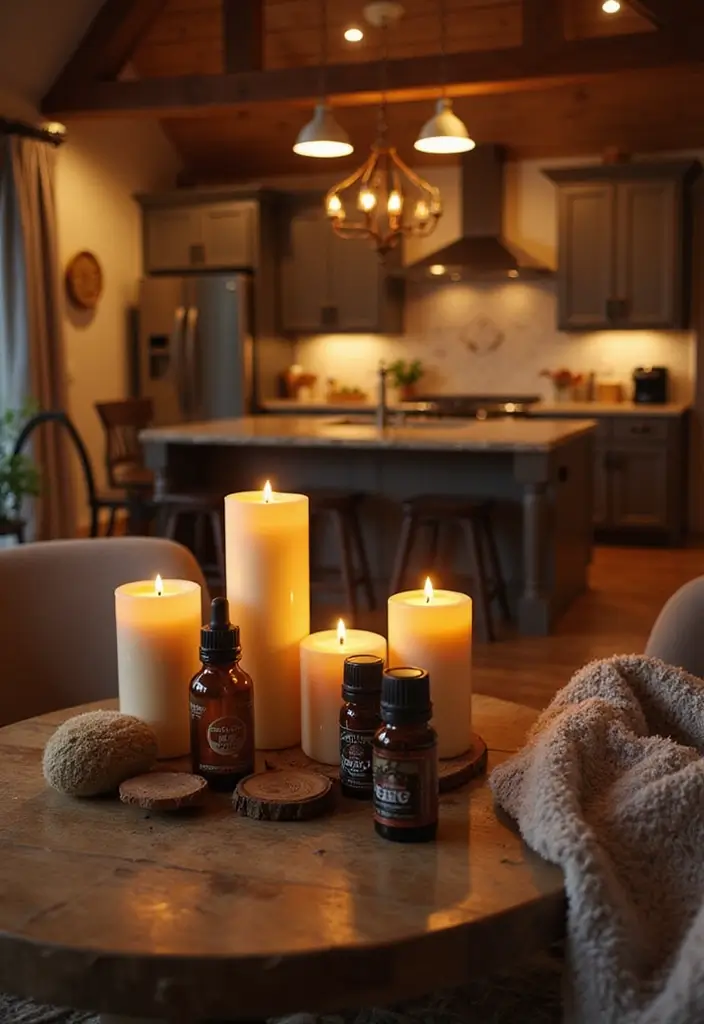 28 Cozy Living Room and Kitchen Ideas That Feel Connected and Warm - 26. Infuse Aroma with Candles or Scents