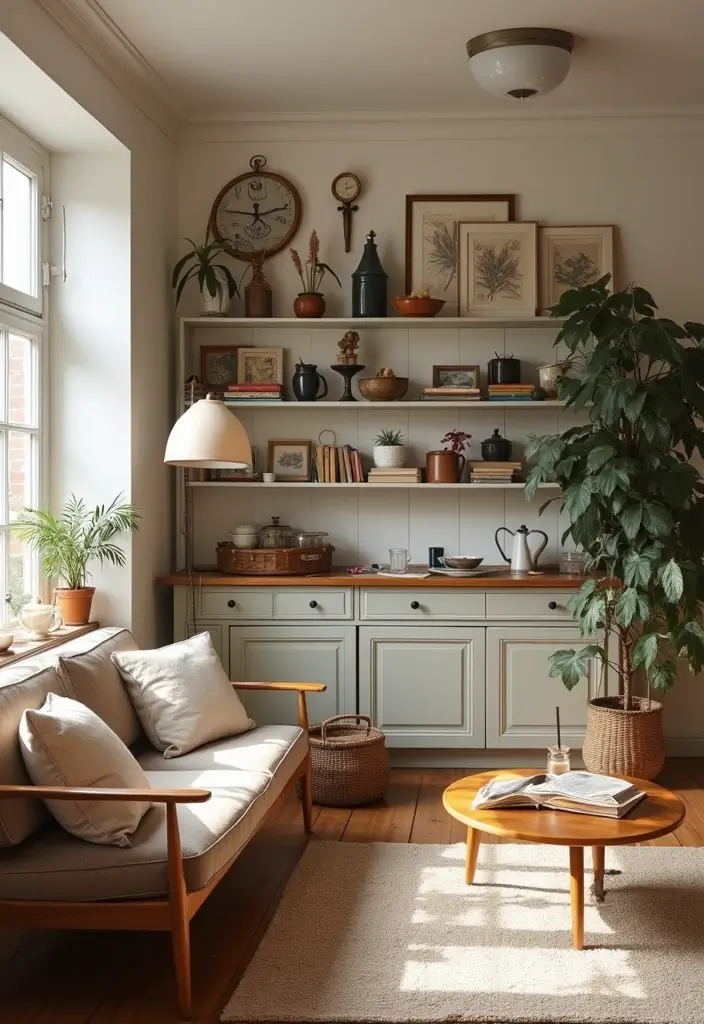 28 Cozy Living Room and Kitchen Ideas That Feel Connected and Warm - 27. Thoughtfully Curated Collections