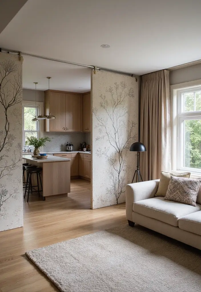 28 Kitchen and Living Room Partition Ideas That Define Space Beautifully - 11. Artistic Screen Dividers
