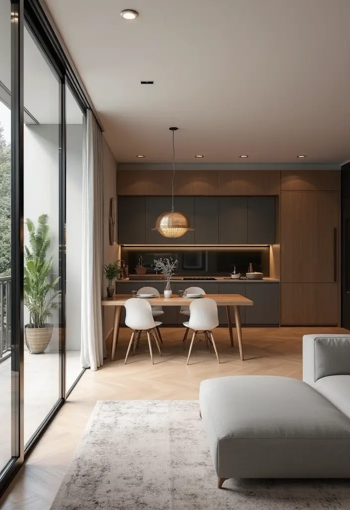 28 Kitchen and Living Room Partition Ideas That Define Space Beautifully - 17. Modern Sliding Doors