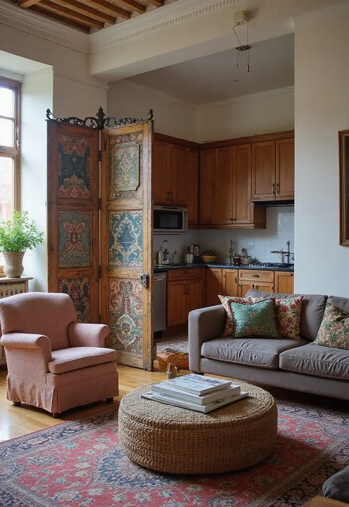 28 Kitchen and Living Room Partition Ideas That Define Space Beautifully - 4. Stylish Folding Screens