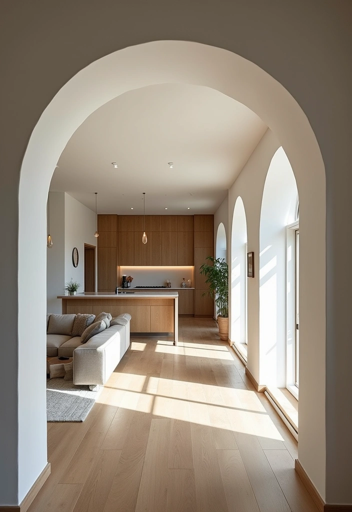 28 Kitchen and Living Room Partition Ideas That Define Space Beautifully - 7. Open Concept Archways