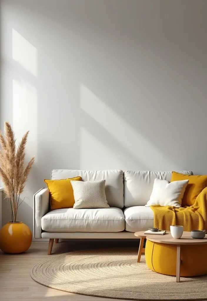 28 Living Room Color Scheme Ideas: Cozy and Inviting Styles - 15. Honey Yellow and Light Grey