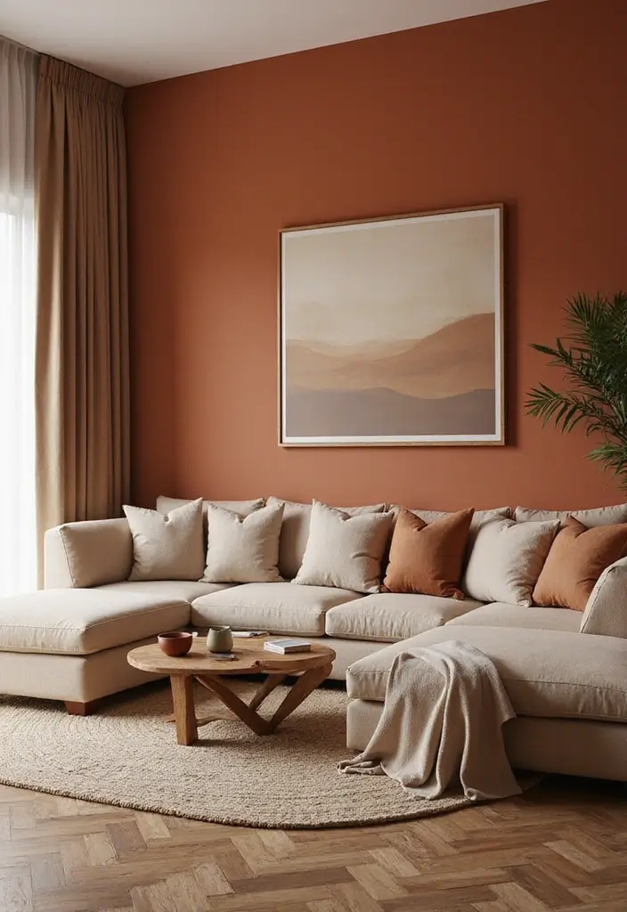 28 Living Room Color Scheme Ideas: Cozy and Inviting Styles - 2. Warm Terracotta Accents
