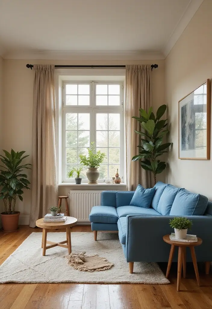 28 Living Room Color Scheme Ideas: Cozy and Inviting Styles - 24. Warm Beige and Cool Blues