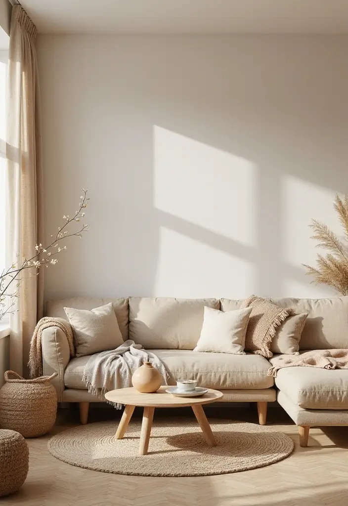 28 Living Room Color Scheme Ideas: Cozy and Inviting Styles - 27. Light Beige with Warm Taupe Accents