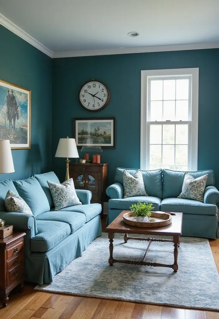 28 Living Room Color Scheme Ideas: Cozy and Inviting Styles - 8. Ocean-Inspired Teals and Blues