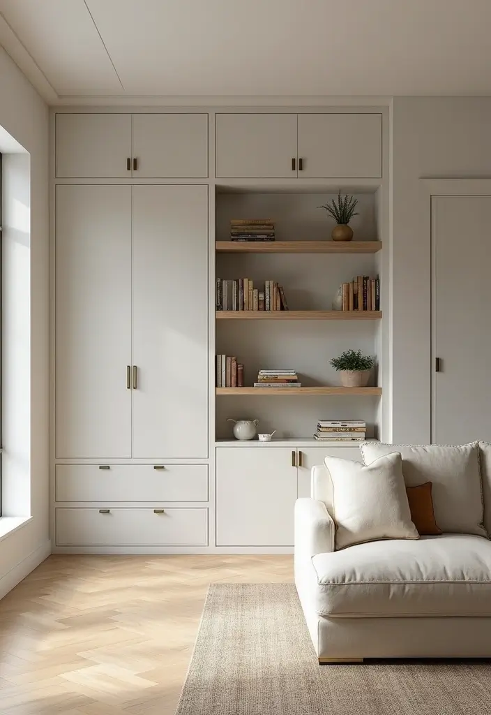 28 Living Room Inspo Modern Ideas That Are Minimal and Trendy - 6. Functional Storage Solutions