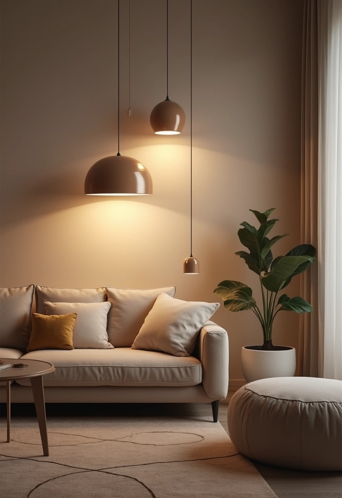 28 Living Room Large Space Ideas That Feel Open and Inviting - 11. Choose Simple, Stylish Lighting