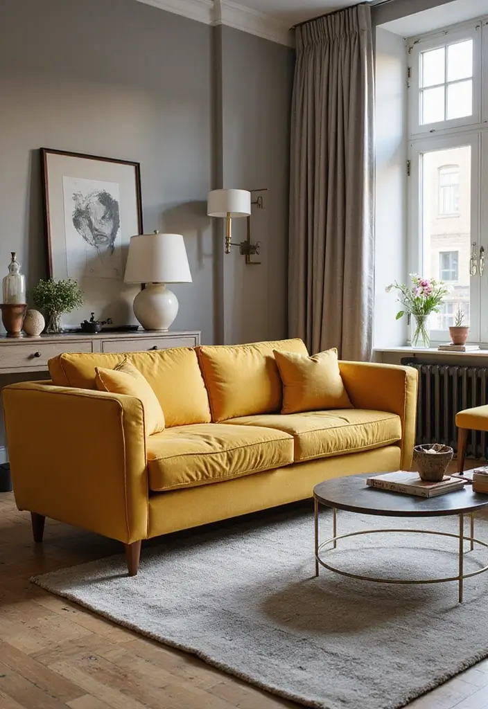 28 Living Room Large Space Ideas That Feel Open and Inviting - 13. Consider a Statement Sofa