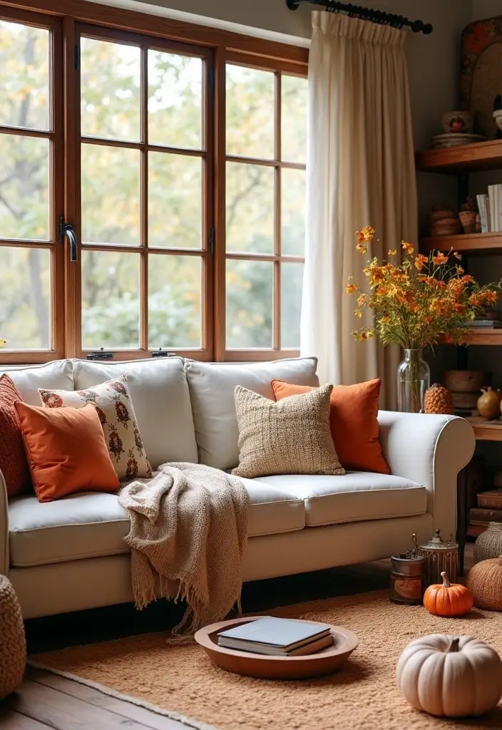 28 Living Room Large Space Ideas That Feel Open and Inviting - 28. Maintain a Seasonal Touch