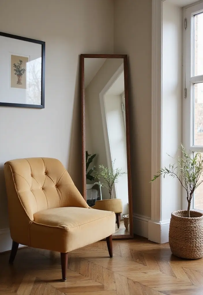 28 Living Room Mirror Ideas That Add Depth and Light - 12. Leaning Mirrors