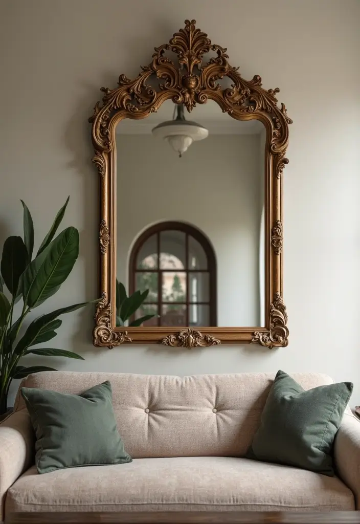 28 Living Room Mirror Ideas That Add Depth and Light - 7. Vintage Trumeau Mirrors