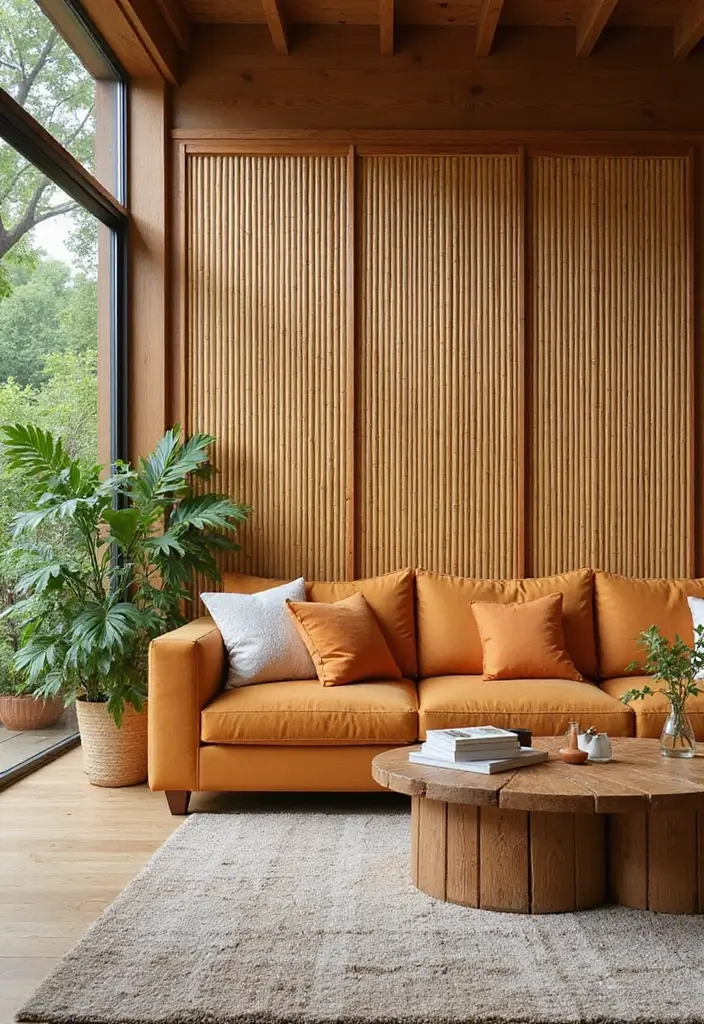 28 Living Room Partition Design Woods That Feel Natural and Elegant - 13. Eco-Friendly Bamboo Screens