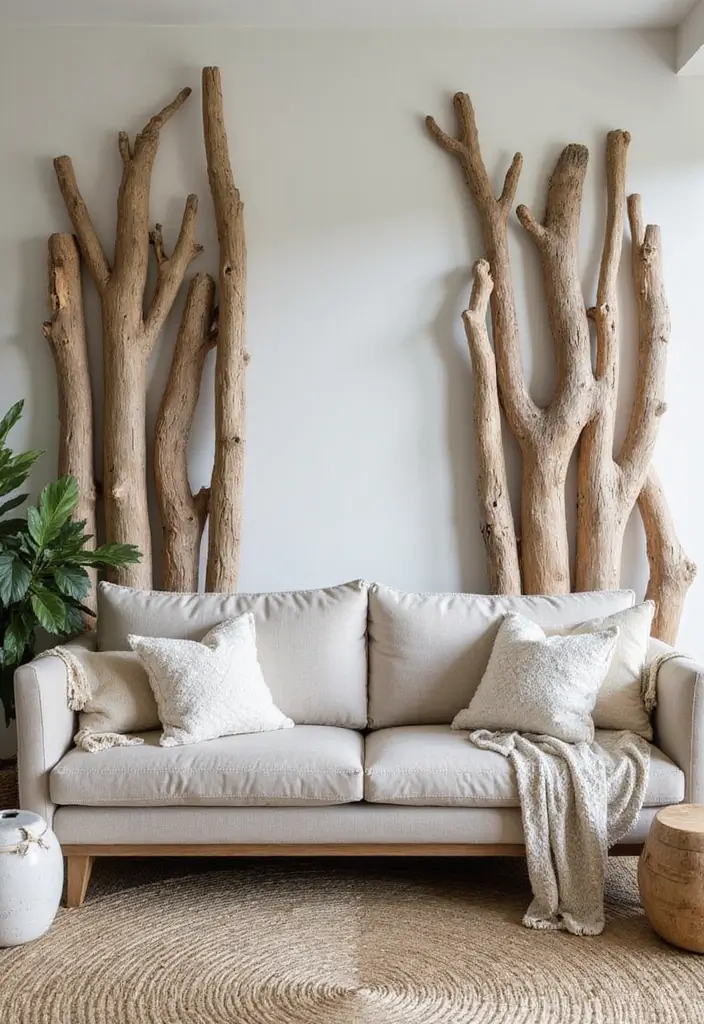 28 Living Room Partition Design Woods That Feel Natural and Elegant - 15. Driftwood Dividers
