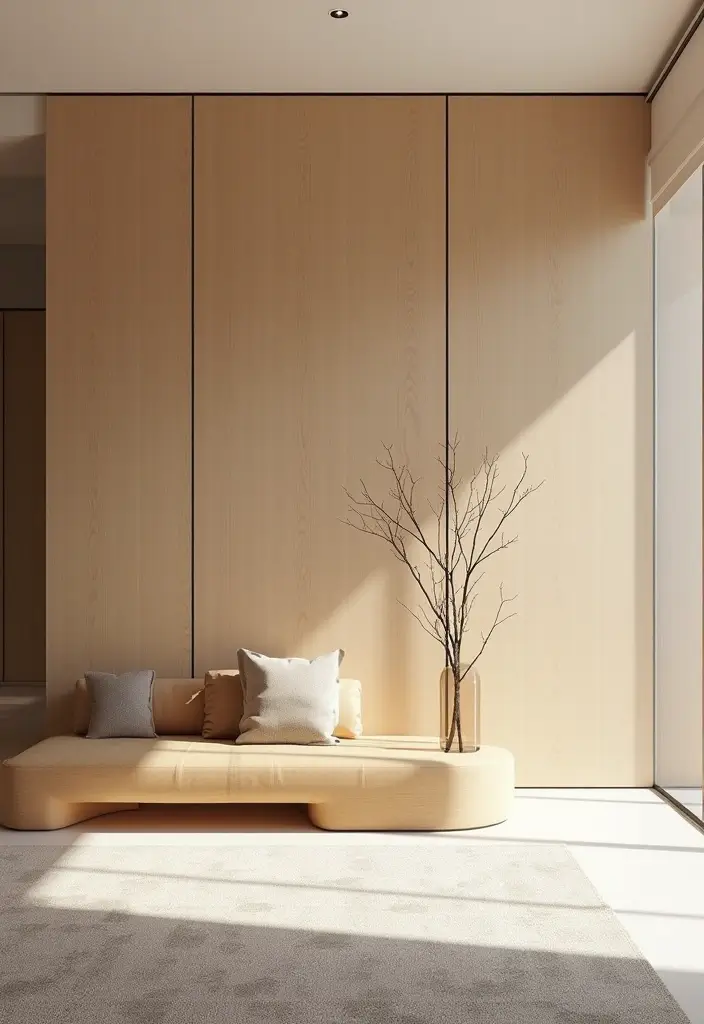 28 Living Room Partition Design Woods That Feel Natural and Elegant - 23. Minimalist Wood Screens