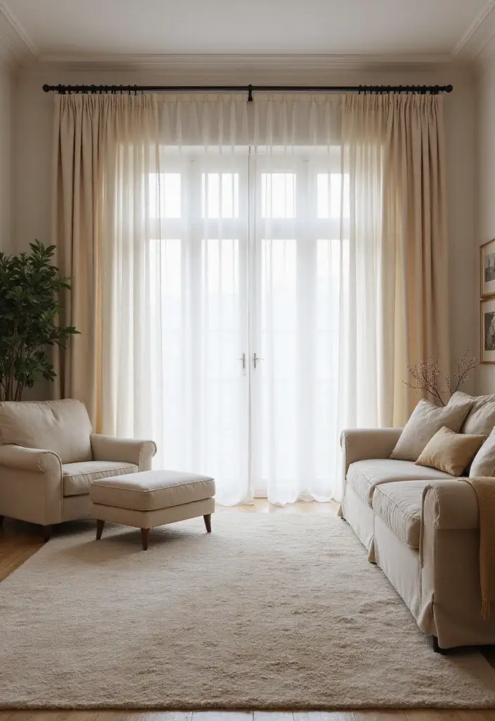 28 Living Room Partition Ideas That Define Space Beautifully - 12. Curtain Rails for Easy Division