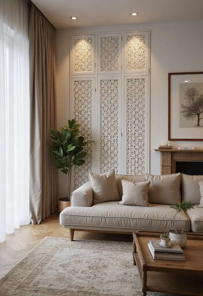 28 Living Room Partition Ideas That Define Space Beautifully - 17. Lattice Work Partitions