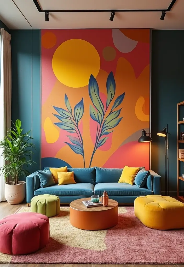 28 Living Room Partition Ideas That Define Space Beautifully - 21. Painted Walls as Dividers