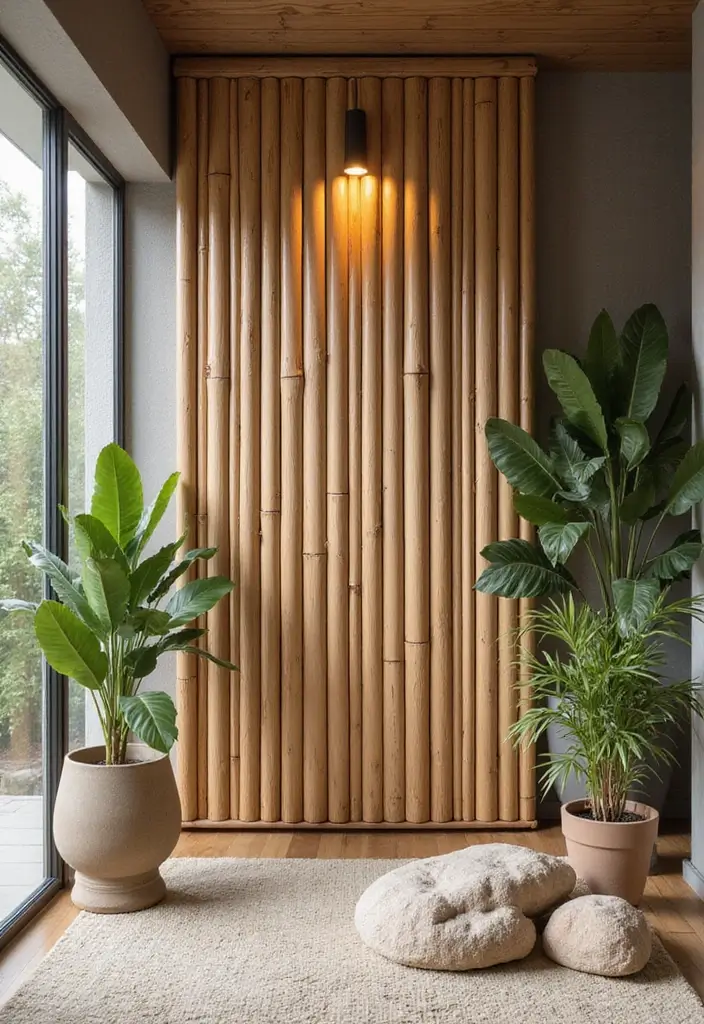 28 Living Room Partition Ideas That Define Space Beautifully - 4. Bamboo Screens for a Zen Feel