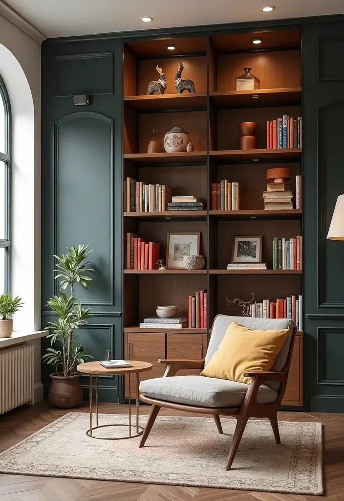 28 Living Room Partition Ideas That Define Space Beautifully - 6. Bookshelf Dividers for a Literary Touch