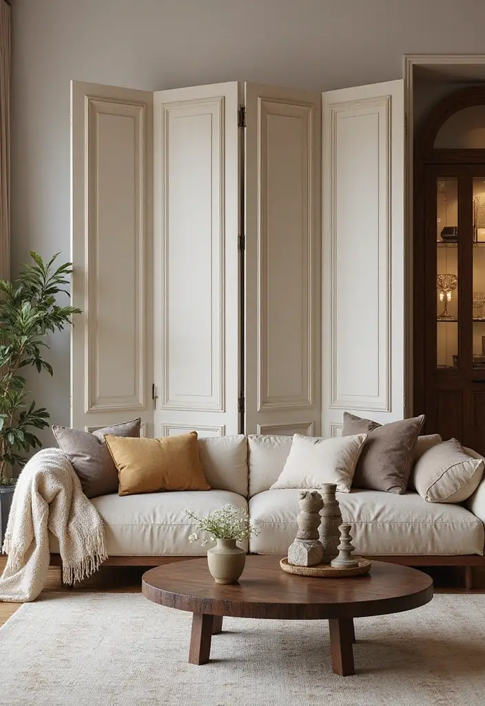 28 Living Room Partition Ideas That Define Space Beautifully - 9. Folding Screens for Versatility
