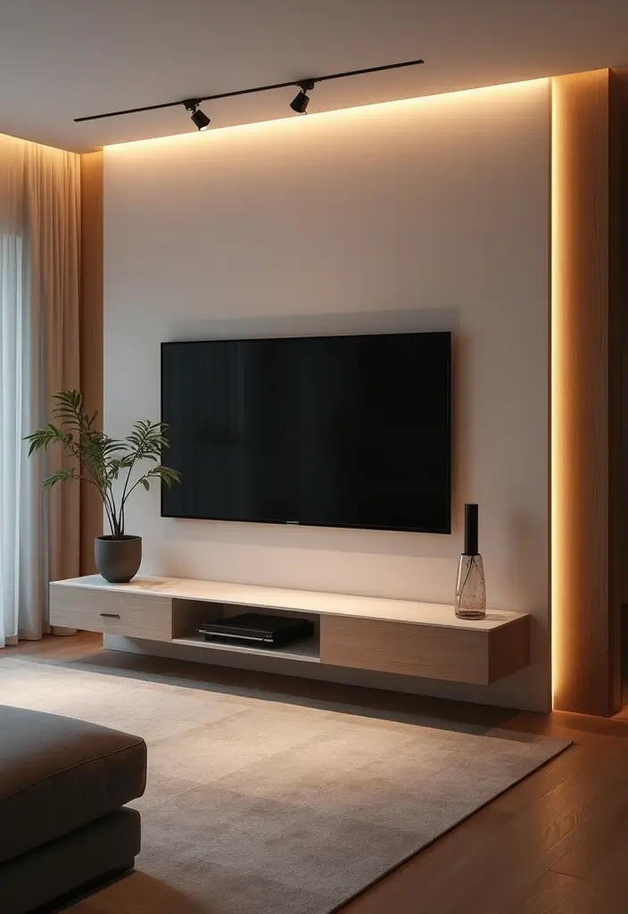 28 Living Room TV Wall Design Ideas That Look Stylish and Clean - 12. Light-Up Features for Modern Appeal