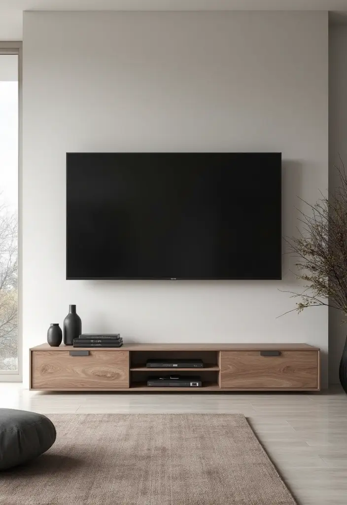 28 Living Room TV Wall Design Ideas That Look Stylish and Clean - 18. Minimalist TV Stands