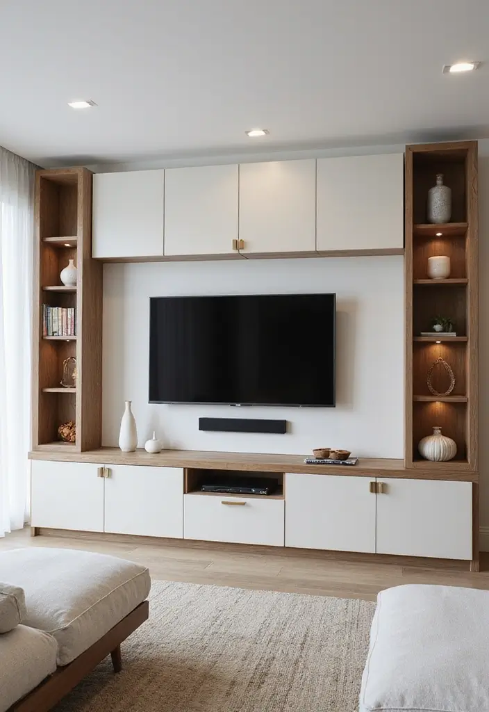 28 Living Room TV Wall Design Ideas That Look Stylish and Clean - 2. Built-in Cabinets for Smart Storage