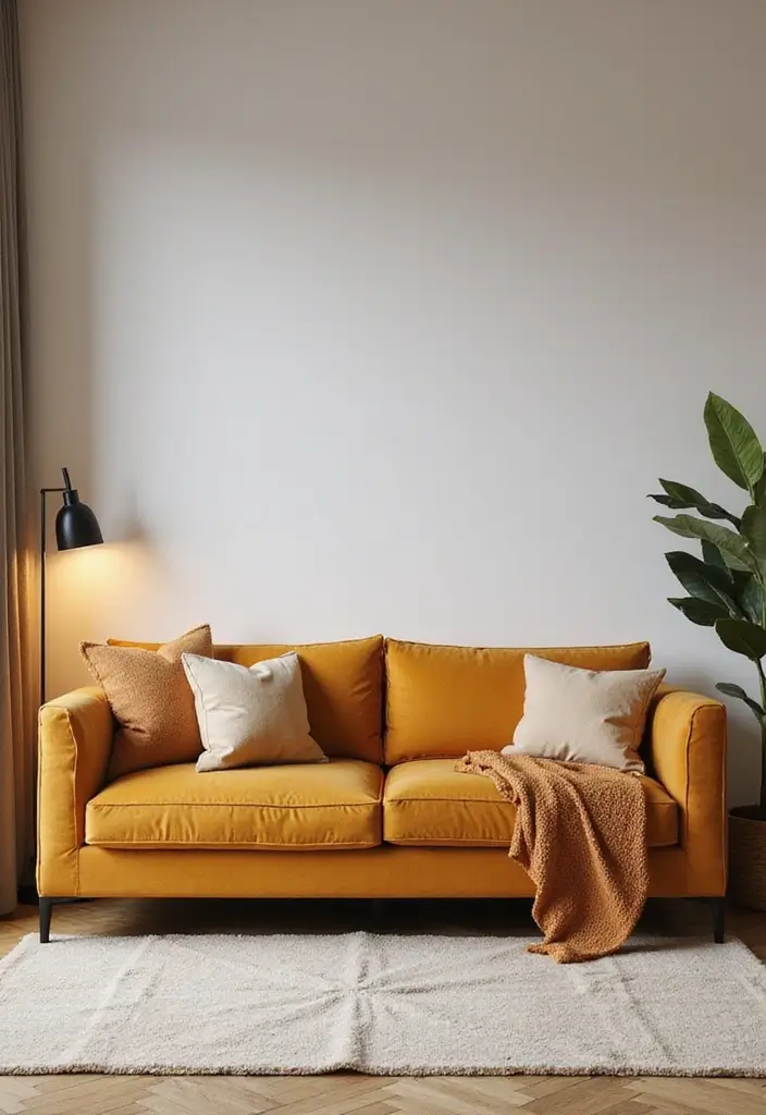 28 Living Room With Sofa Ideas That Feel Cozy and Balanced - 1. Neutral Tones with a Pop of Color