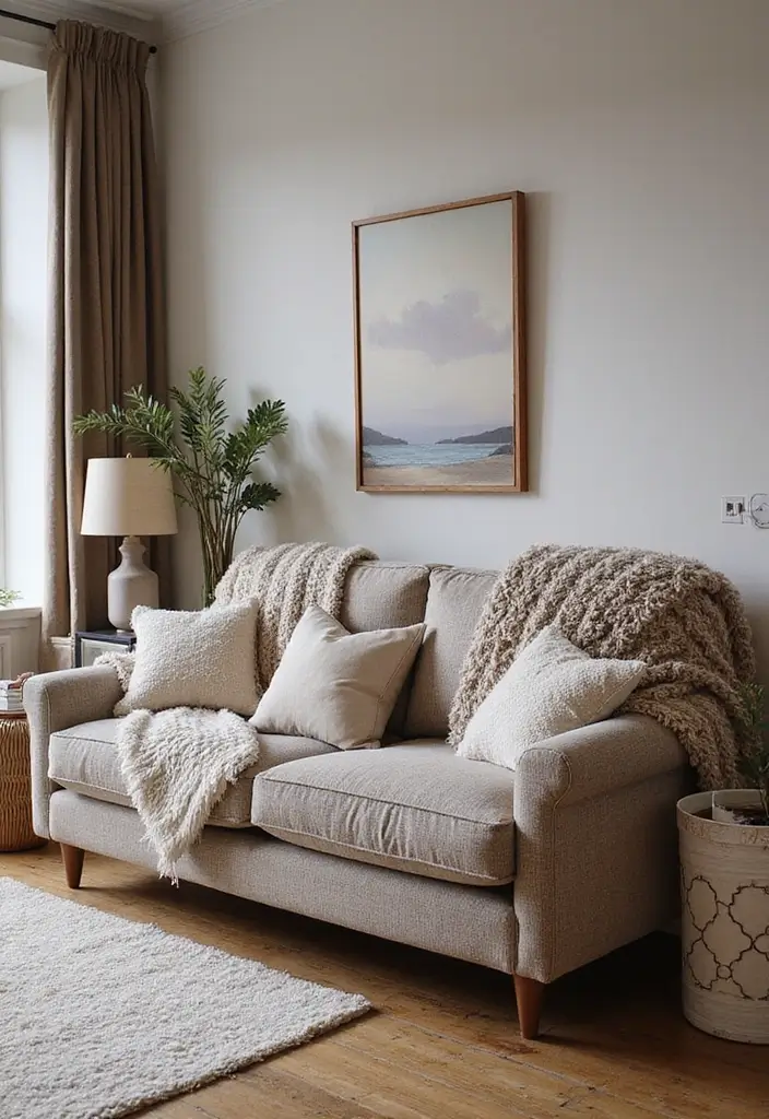 28 Living Room With Sofa Ideas That Feel Cozy and Balanced - 2. Layering Textures