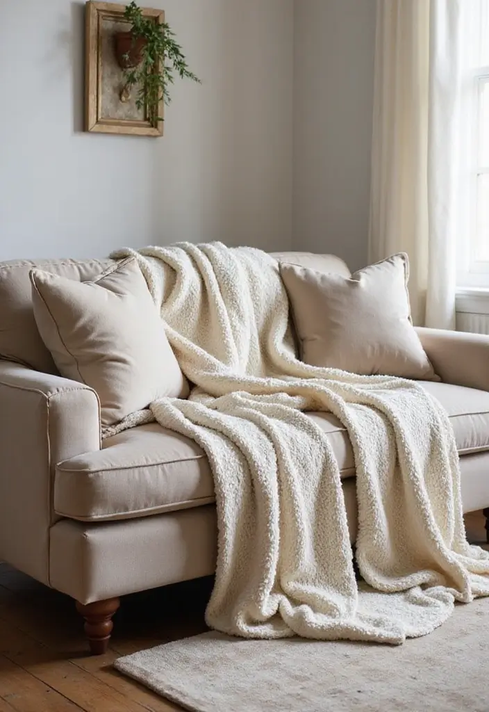 28 Living Room With Sofa Ideas That Feel Cozy and Balanced - 21. Cozy Up with Throws