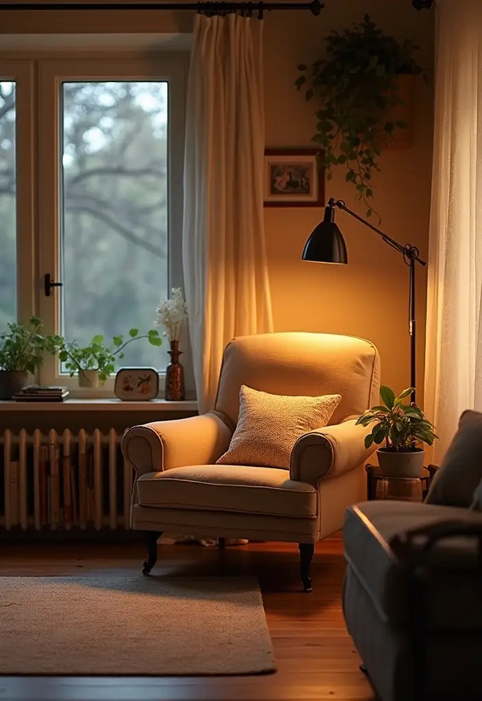 28 Living Room With Sofa Ideas That Feel Cozy and Balanced - 24. Cozy Reading Corner
