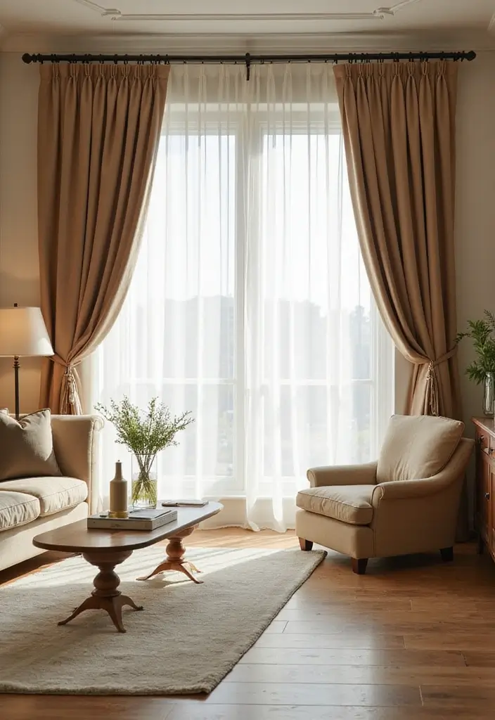 28 Modern Chic Living Room Ideas That Feel Sleek and Feminine - 11. Elegant Curtain Choices