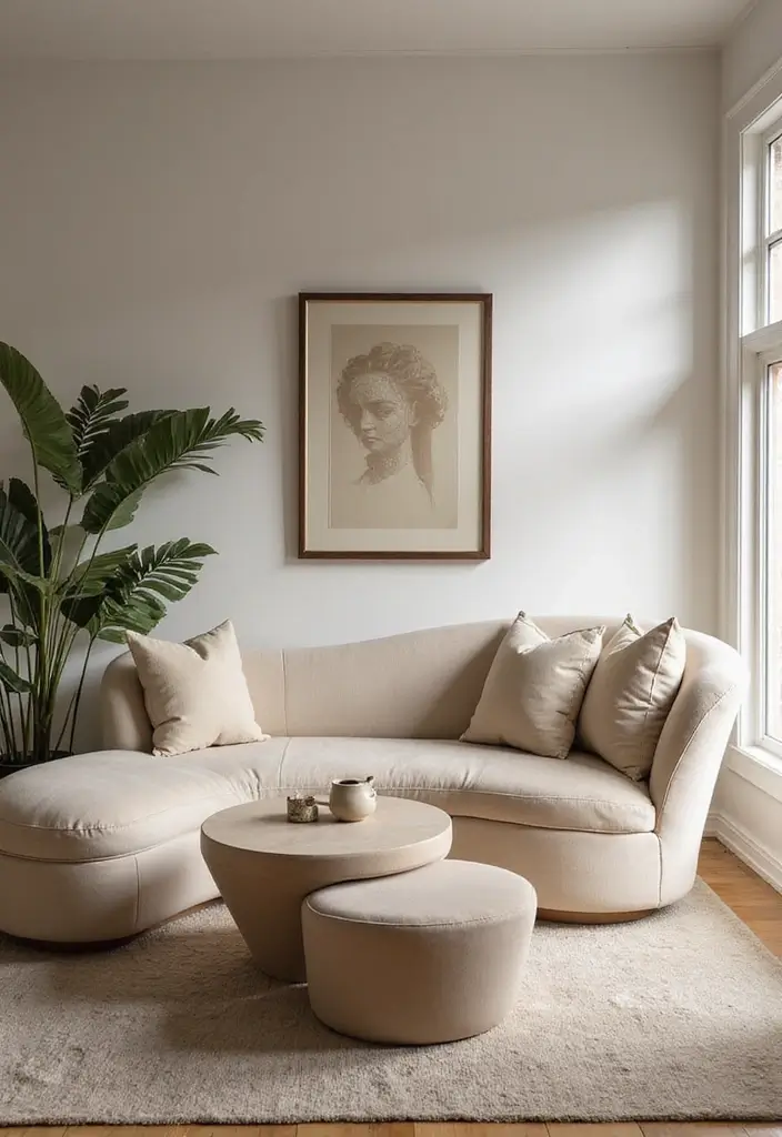 28 Modern Chic Living Room Ideas That Feel Sleek and Feminine - 13. Curvy Furniture Pieces