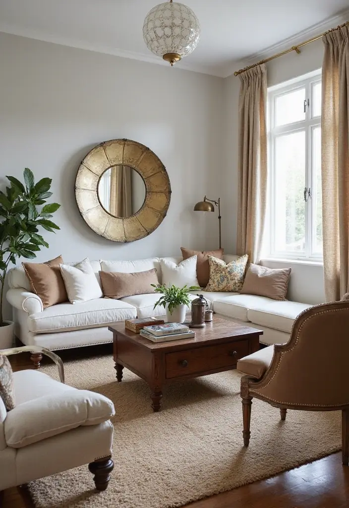 28 Modern Chic Living Room Ideas That Feel Sleek and Feminine - 14. Vintage Accents