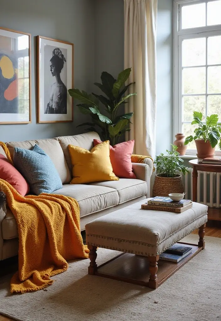 28 Modern Chic Living Room Ideas That Feel Sleek and Feminine - 19. Cozy Throws and Cushions