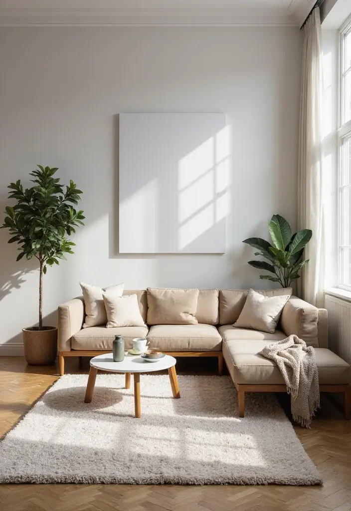 28 Modern Chic Living Room Ideas That Feel Sleek and Feminine - 25. Soft Area Rugs