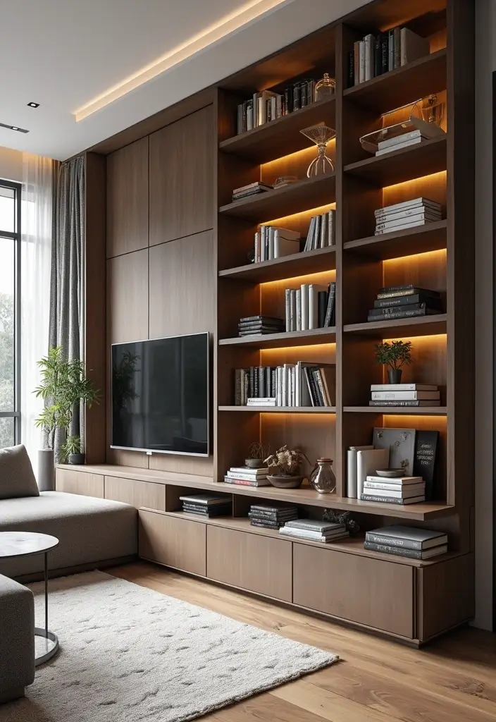 28 Modern Chic Living Room Ideas That Feel Sleek and Feminine - 26. Chic Bookcases